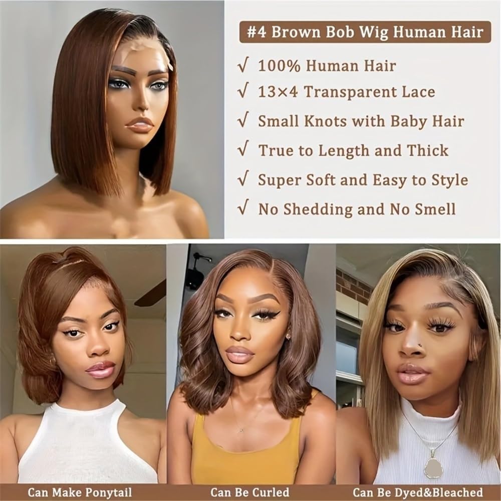 Parrucca Per Donna Parrucche Bob corte in pizzo 13x4 for capelli umani(12inches)
