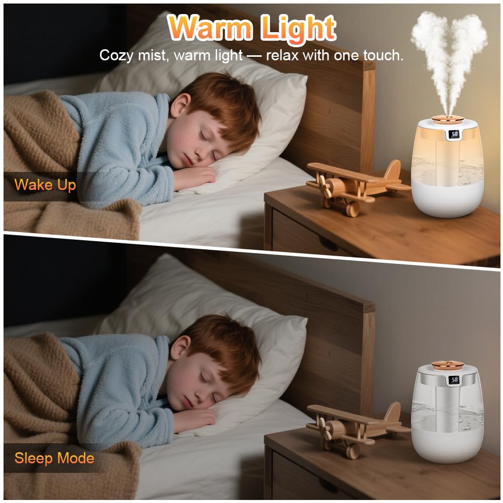 Adiwo Umidificatore Ambiente, 1.8L Umidificatore Ambiente Bambini, 28dB Silenzioso 20H di Durata — immagine 5 di 11
