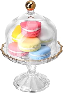 Glass Cake Stand with Lid,8in Rotating Cake Stand with Dome Cover, Plate...