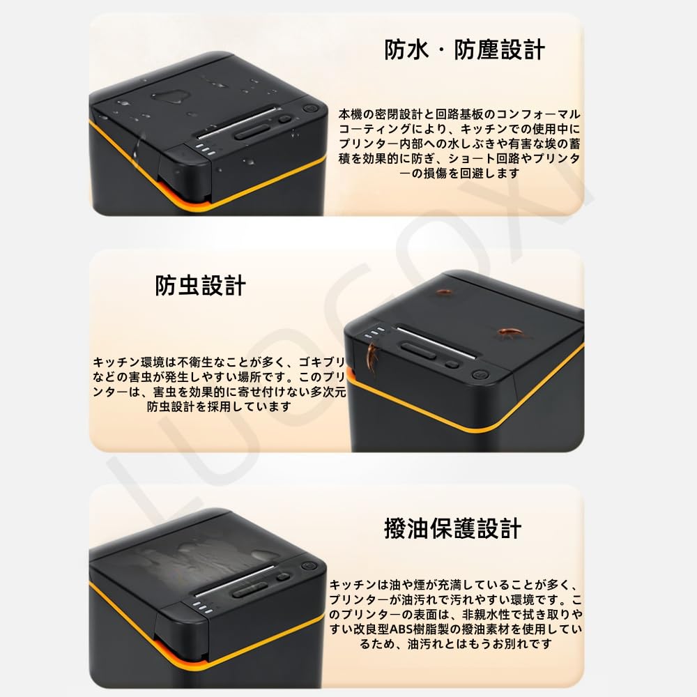 Amazon.co.jp: LUOGOXIレシートプリンター、スクエア型、デスクトップ
