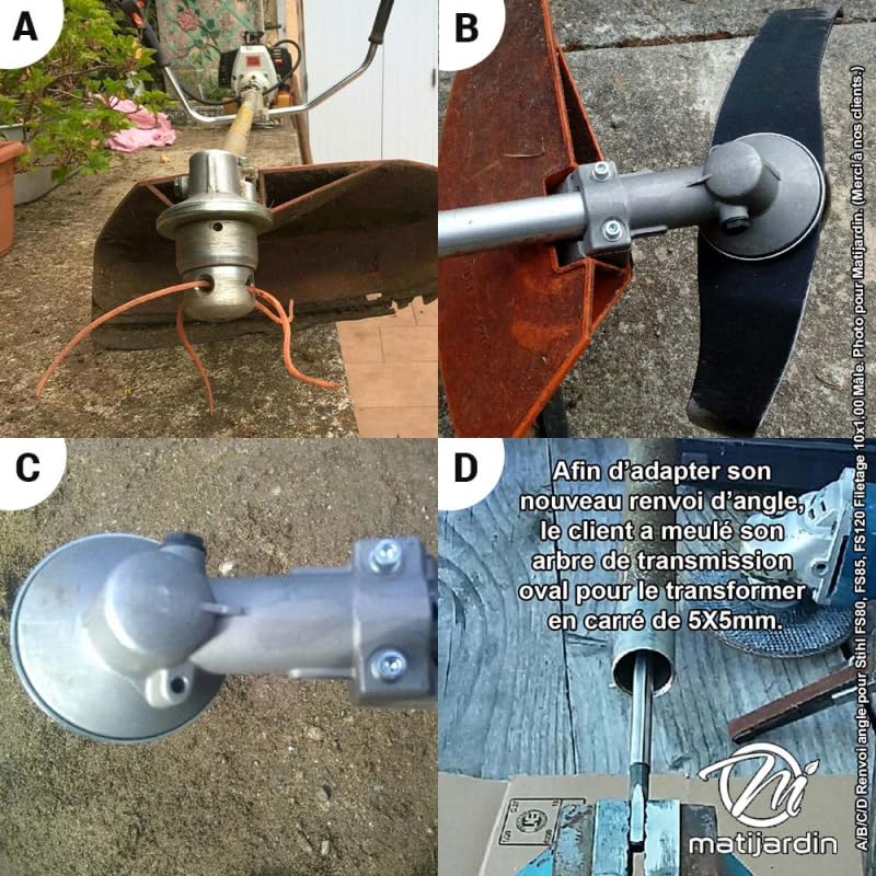 Matijardin - Générique Renvoi d'angle débroussailleuse Stihl FS80, FS85, FS120 Ø 25 mm