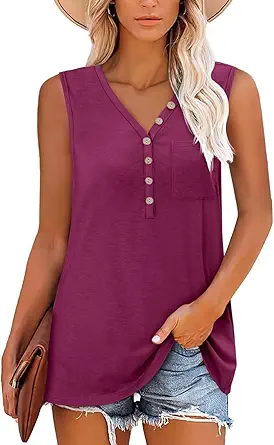 KISSMODA Womens Boho Tops for Summer Sleeveless Tanks Loose Fit Casual Blouse Daily Shirts for Leggings (S-3XL)