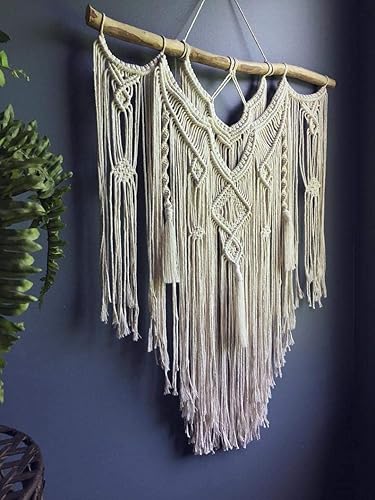WILD COTTON Fiber Arts Macrame Wall Hanging Art Woven Boho Home Décor, Geometric Beautiful Wall Art for Apartment, Dorm Room Decoration, 23" W x 33"