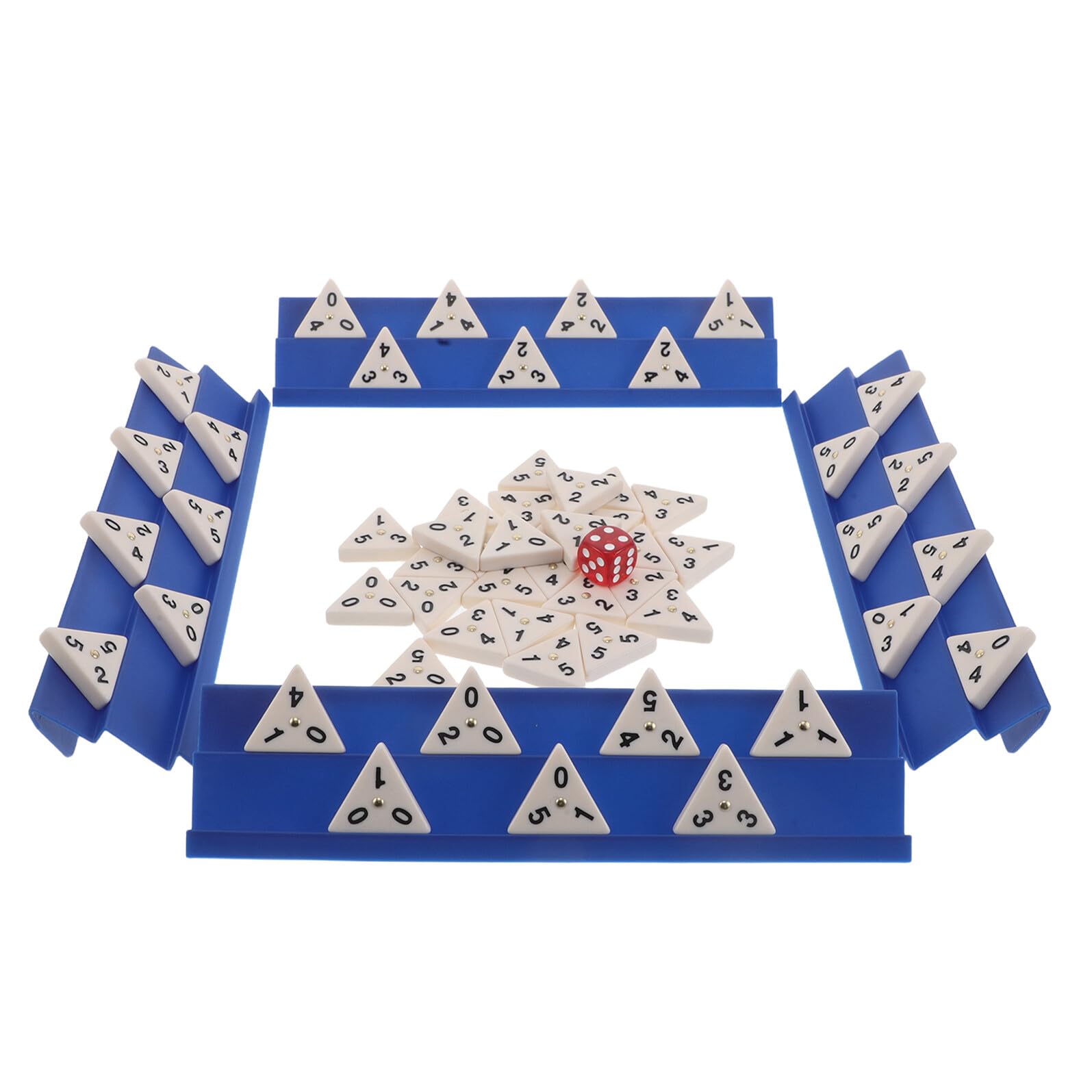 Juego de Dominó Triangular Portátil de Melamina Fichas Numéricas Claras Estuche Compacto para Viajes Juego de Mesa Familiar para Entrenar la Lógica y Ocio en Reuniones y Fiestas