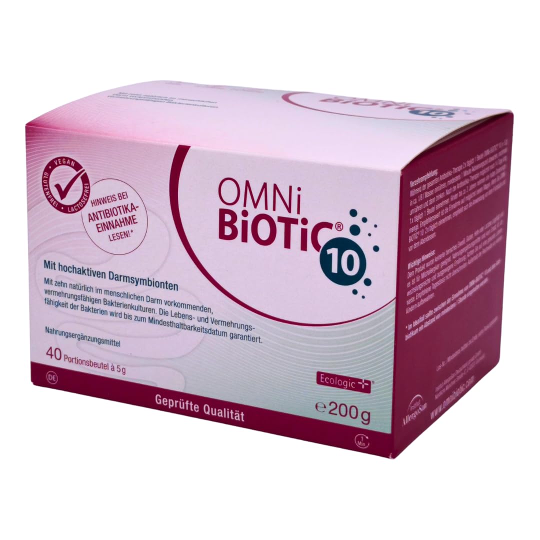 OMNi-BiOTiC 10 1x 40 x 5 g | 10 Bakterienstämme | Probiotikum für die Darmflora | Anwendung während und nach Antibiotika | Darmbakterien | Mikrobiom-Unterstützung | Spar-Set plus Pharma Perle giveaway
