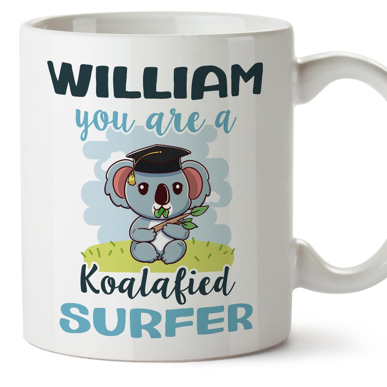 MUGFFINS Personalised Mug for Surfer man - in English - Custom Koalafied - Funny Custom Gift for Colleagues - Ceramic 11oz Mug — image 1