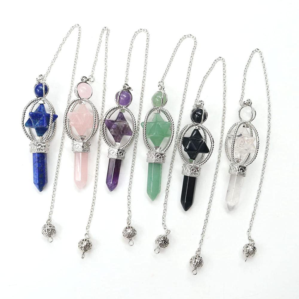 10 stücke Kleine Merkaba Pendel Anhänger Reiki Heilung Balancierende Natürliche Steine ​​Runde Perlen Hexagon Säule Szepter-Lapislazuli_CHINA