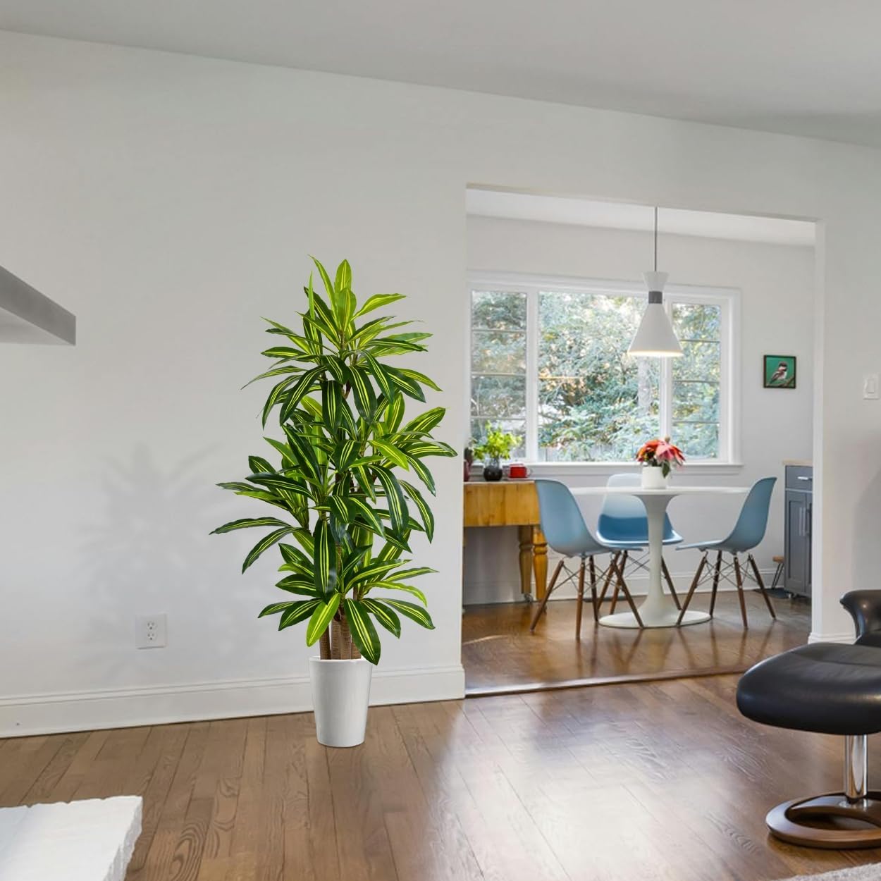 Artificial Dracaena Tree 6ft, Fake Yucca Plant with White Planter and Lifelike Leaves, Faux Dracaena Tall Floor Trees for Home Office Garden Décor - Image 5