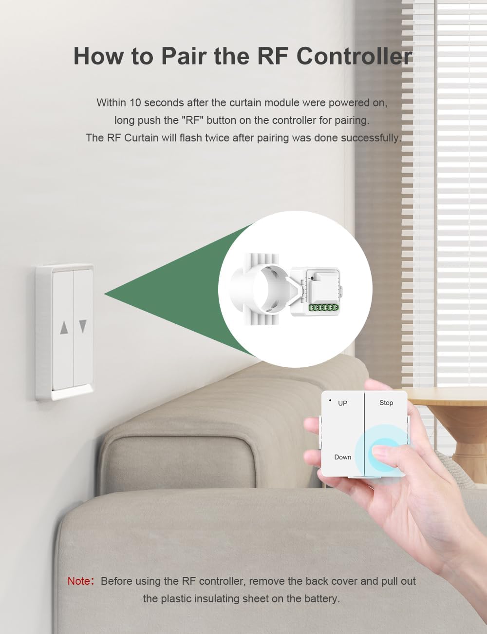 Interruttore Tapparelle WiFi con Telecomando RF, Modulo Interruttore Wifi per Tapparelle Elettriche, Compatibile con Alexa e Google Home, 600W Con Funzione Percentuale (4)