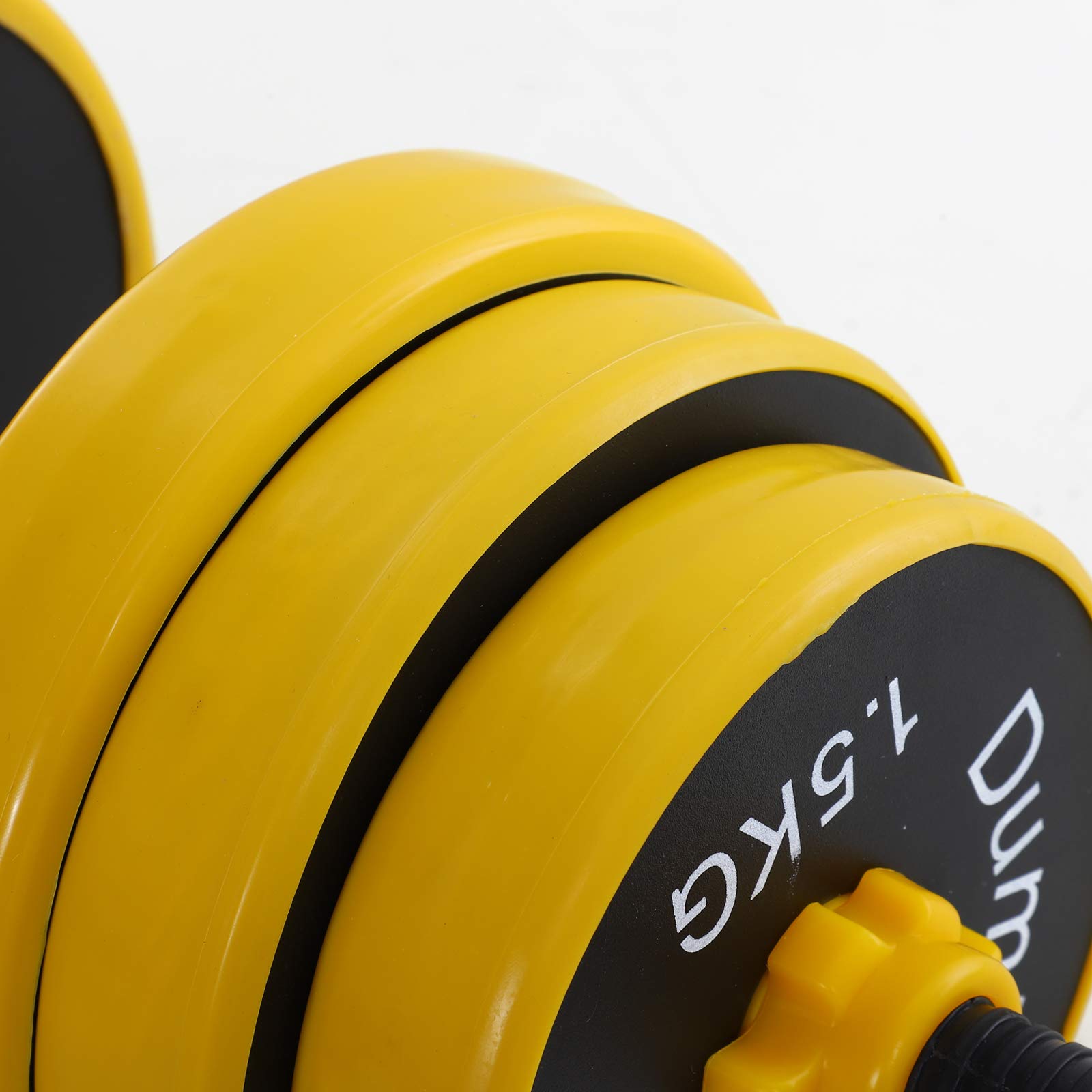 Hantle i sztanga HOMCOM 25 kg, z regulacją, ergonomiczny zestaw hantli 3 w 1, 12 obciążników, 2 × krótki drążek, 1 × długi drążek, żółty + czarny