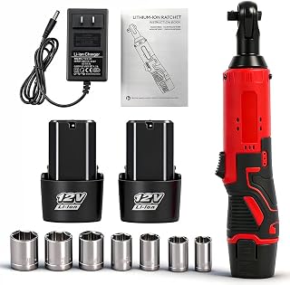 Electric Ratchet Wrench, 12V Cordless 3/8 Inch Ratchet with 7 Sockets