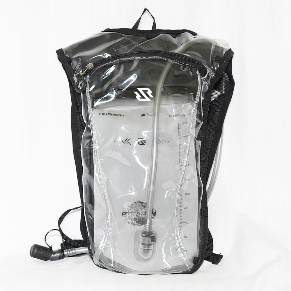RAVERUNNER Clear Hydration Pack - Festival zugelassener Trinkrucksack klar mit 2L Blase - Leichter Klarer Wasserrucksack für Festivaleintritt - federfreier klarer Hydropack für Raves