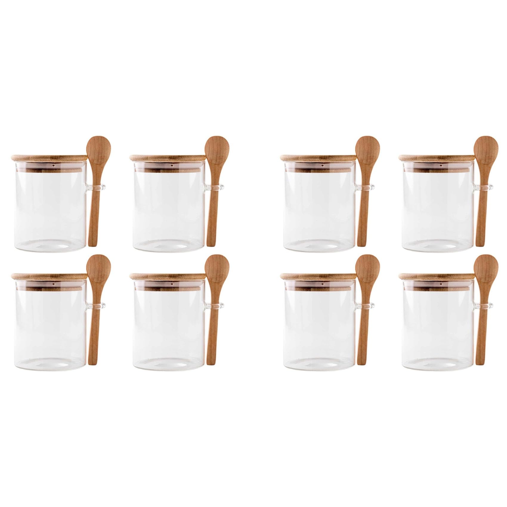 Hndhbfgrt 8 Pack Overnight Oats Glass Containers with Lids and Spoons, Glass Jars with Spoons and Lids for Loose Tea