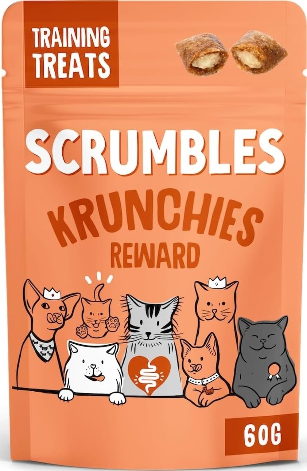 Scrumbles Chicken Krunchies, Pillow Cat Treats, 60g 60 g (Pack of 1)