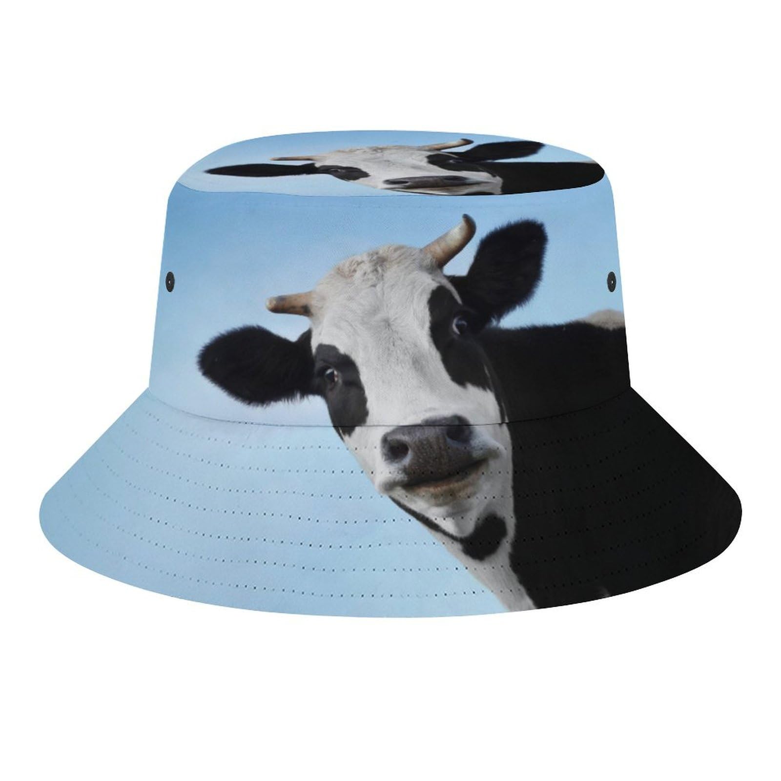 Fabretto Unisex Black And White Cute Cow Bucket Hat For Women Men Packable Fisherman Hat Sun Cap Travel Outdoor Beach Caps