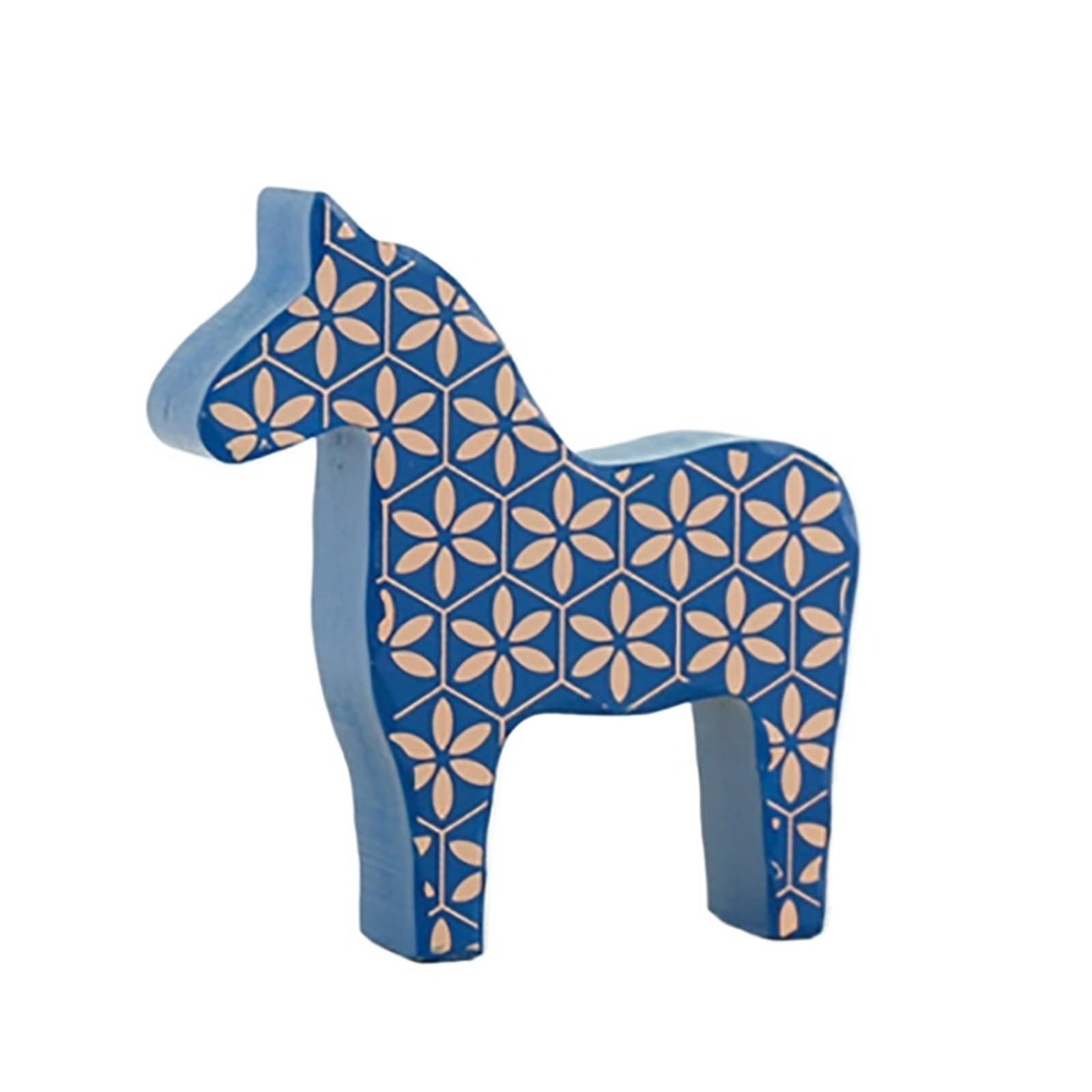 Miunihuooo Wooden Horse Figurine Gift Crafts Statue Home Desktop Office Interior New House Decoration Ornaments(Blue)