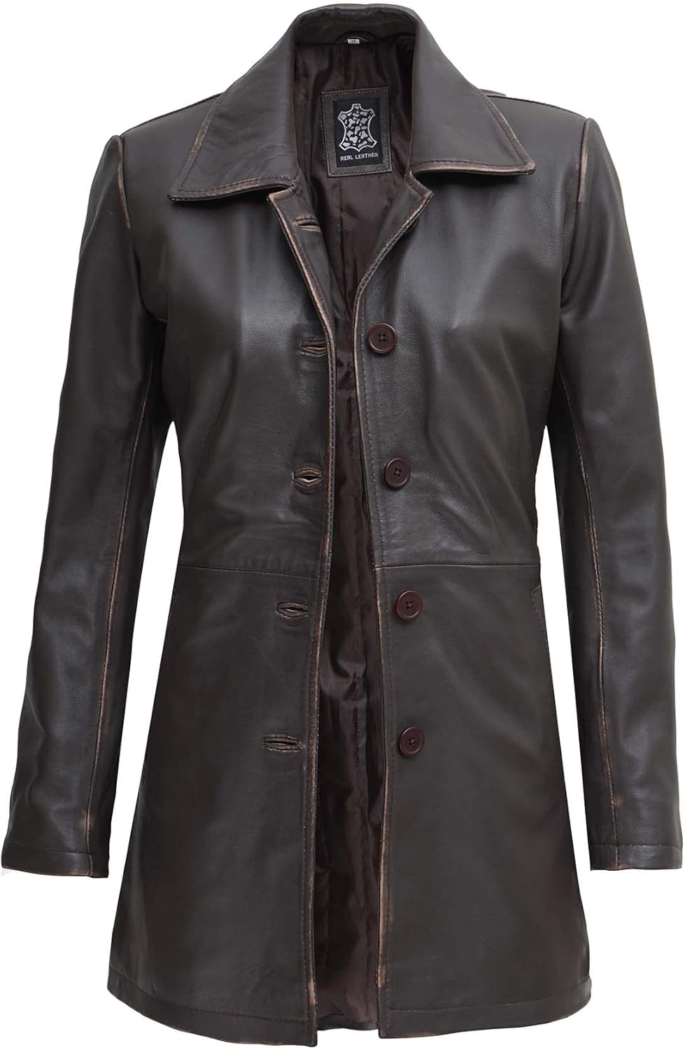 fjackets Leather Car Coats for Womens - Real Long Leather Jacket Women Stylish Lambskin Leather Coat For Women