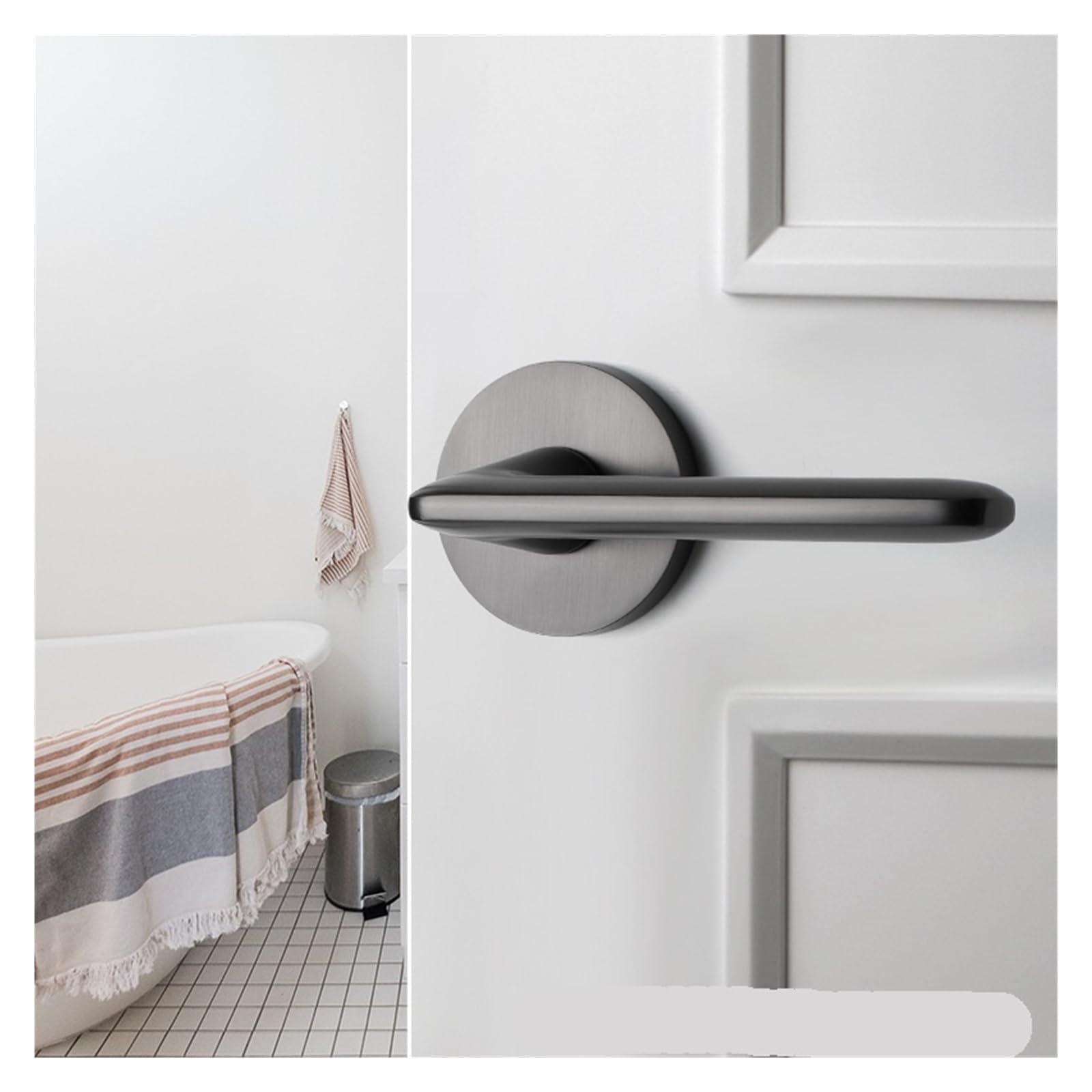 Gris Madera Maciza Cerradura de Puerta para Dormitorio Sin Llave