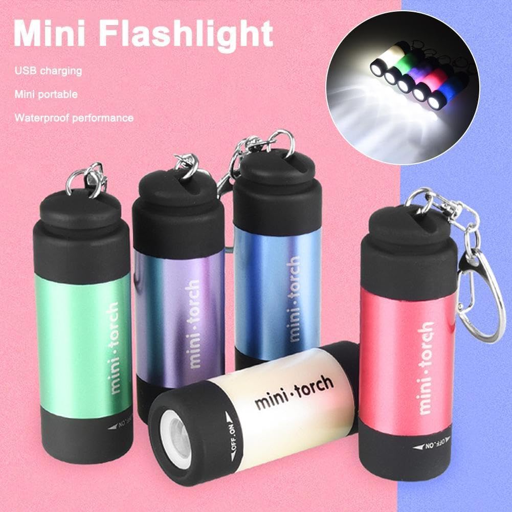 Mini lampe de poche porte-clés rechargeable par USB - Lampe torche LED étanche - Portable - Super lumineuse - 100 lumens - Lampe de poche en forme de lune - Multifonction