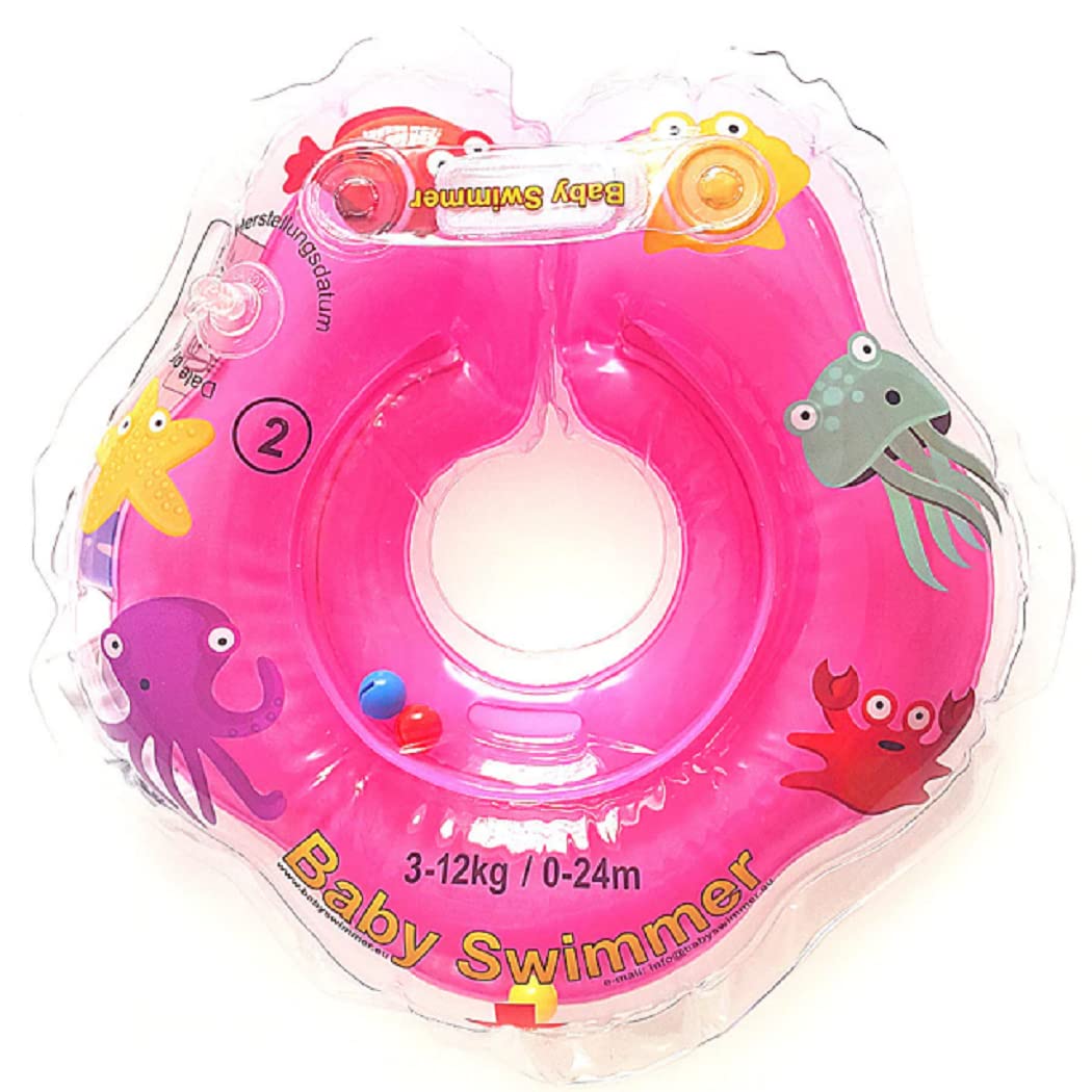 Baby Flotador TÜV GS Cuello Flotador (Tallas 3 – 12 kg (0 – 24 Meses) Flotador para bebé de natación Anillo de baño Ayuda Color Rosa