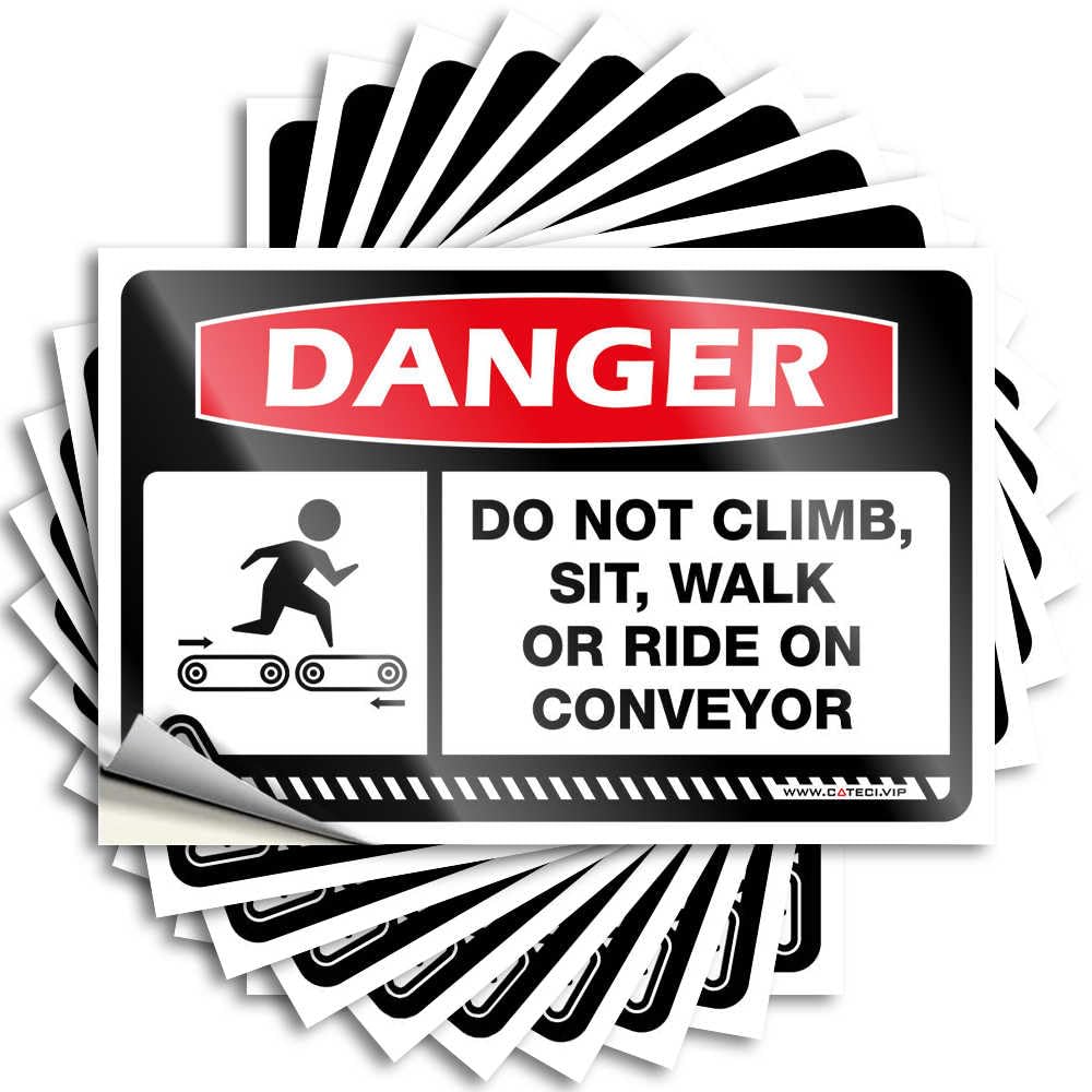 Bumper Fall Decor Peel and Stick - Danger Do Not Climb, Sit, Walk Or Ride On Conveyor Garage Books Waterproof Vinyl for Autumn(6X9CM)