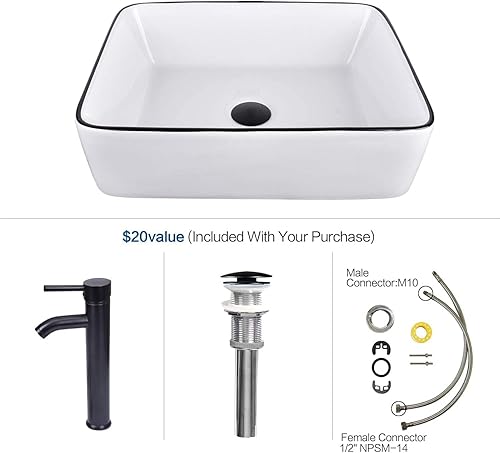 Miniatura 4 de Puluomis Tocador de baño tradicional blanco de 24 pulgadas con parte superior cuadrada de cerámica blanca, cuenco de fregadero de un solo recipiente