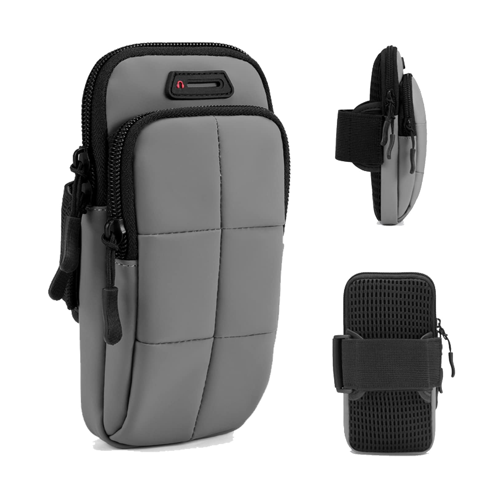 Arm Bands for Workout, Armband Phone Holder for Running, Phone Armband Sweatproof Workout Phone Holder, Water Resistant Arm Band for Fitness, Use for Running, Walking, Hiking & Biking (Gray)