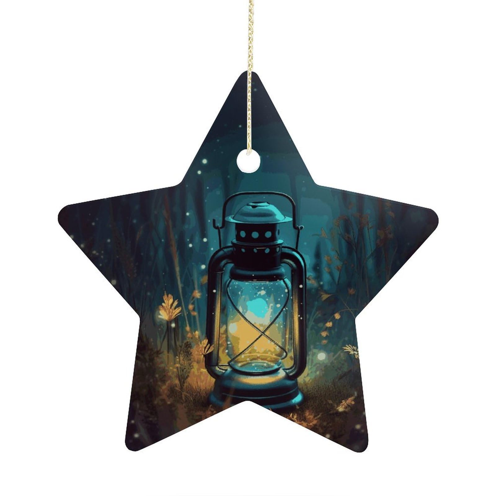 Fodpand Women's Style Fireflies And Lantern Ornament With String, Keepsake Hanging Decorations,Ceramic Ornaments For Men Indoor Home Holiday Party Gifts