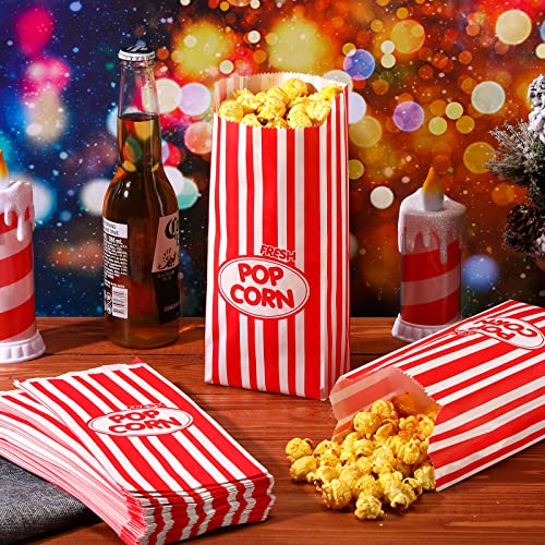 Image of Sherr 1000 Pcs 2oz Popcorn Bags Bulk Red Retro Stripes Disposable Popcorn Bags for Movie Nights Circus Carnival Party Favors Birthday Party Event Supplies Machine Accessories