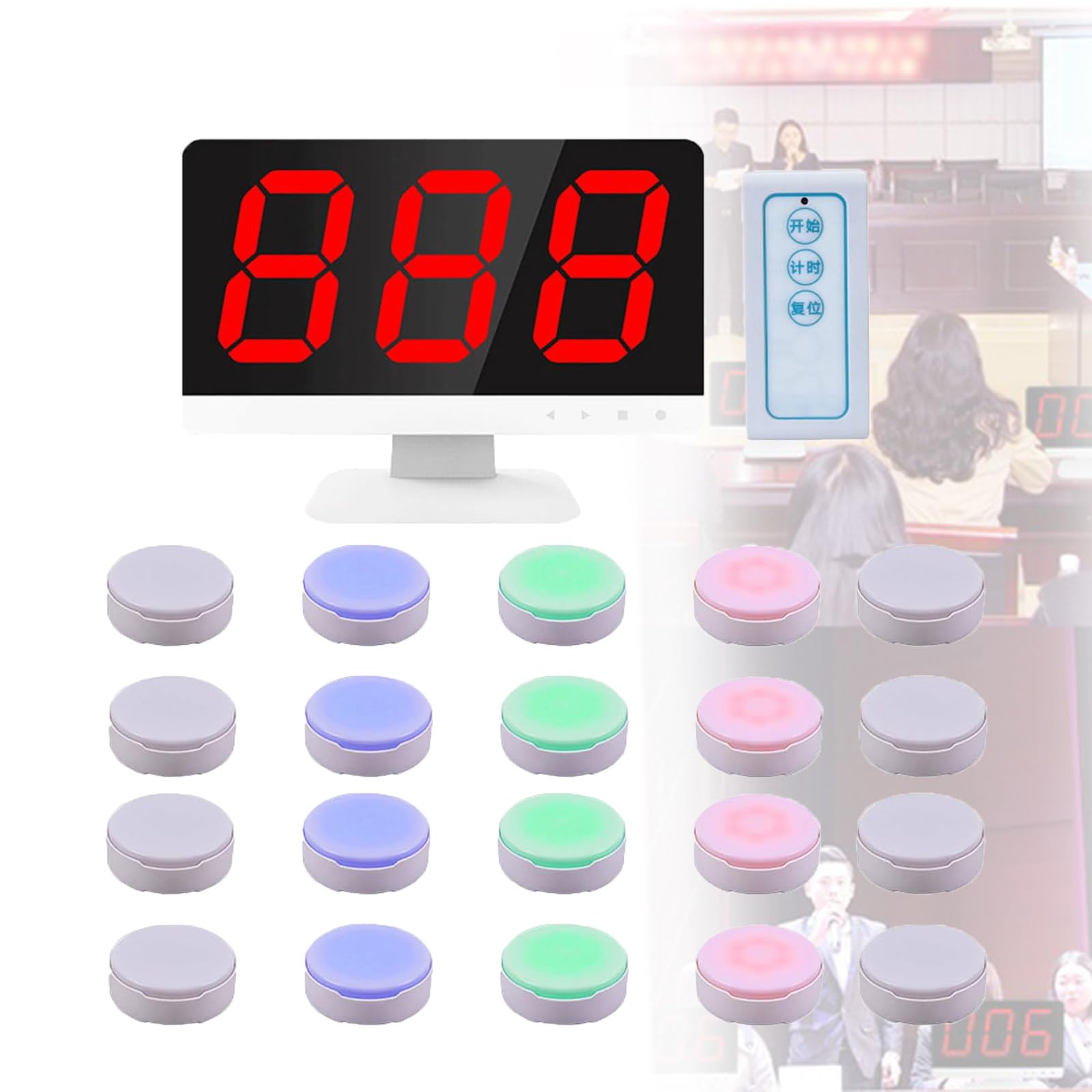 Game Answer Buzzer, Juego de Preguntas inalámbrico con zumbadores de Monitor Debater Inteligente/Control Remoto inalámbrico, 3 Modos de Respuesta: Normal/Voz/Eliminación (20groups)