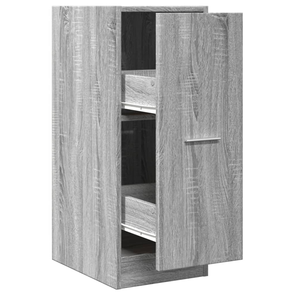 Armadietto per farmacia, grigio sonoma, 30 x 41 x 77,5 cm, in legno, con 2 cassetti e guide in metallo, comò per cucina, soggiorno e ufficio