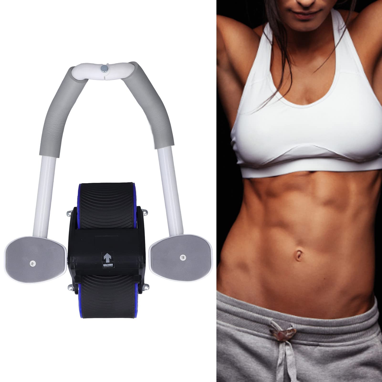 Asixxsix Rueda Abdominal De Rebote Automático, Rodillo para Abdominales con Soporte para El Codo Ruedas Dobles Rodillo para Ejercicios Abdominales para Entrenamiento De Abdominales Core