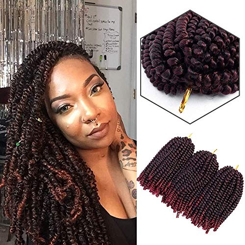3 Pack Spring Twist Hair Crochet Braids 8 Inch Short Synthetic Braiding Hair Extension 110g/pack (8 inch, color 1B/Bug)