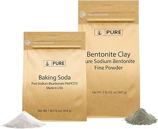 Pure Original Ingredients Facial Bundle, Fine Powders, Baking Soda. Bentonite Clay, for Face Masks & More