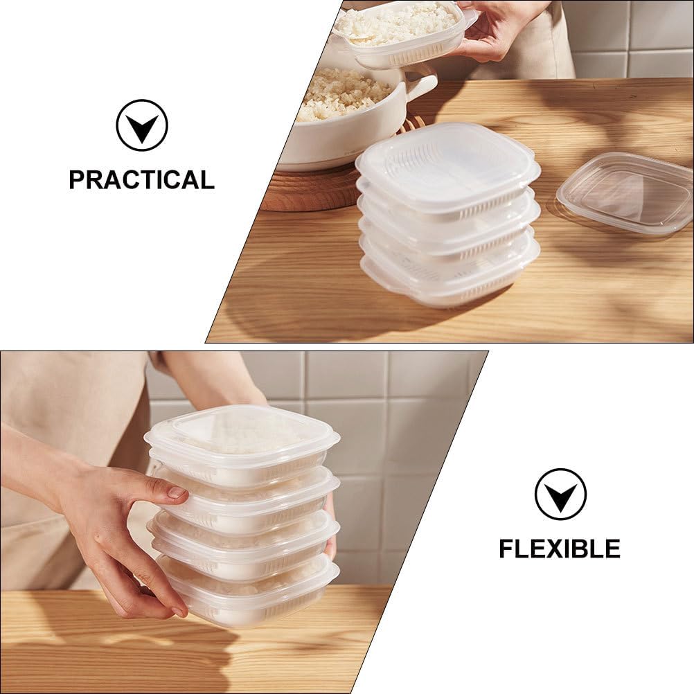 Cabilock Rice Packing Box Airtight Food Storage Container for Kitchen and Fridge Reusable Compact Rice Organizer with Transparent Lid 6.1 X 5.16 X 1.54 Inches for Grains and Nuts