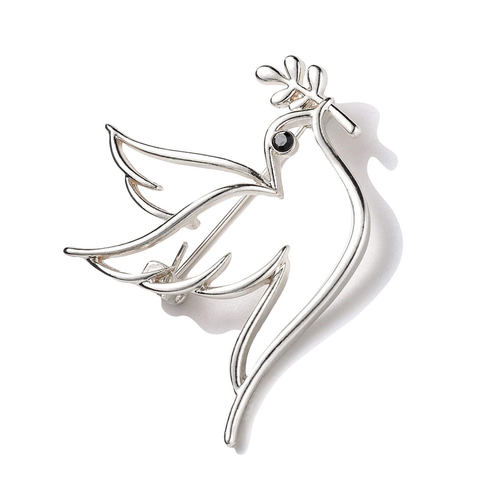Maxtonser Hollow Carved Peace Doves And Branch Pin Vintage Styles Alloy Vintage Alloy Doves Pin Accessory For Formal Outfits