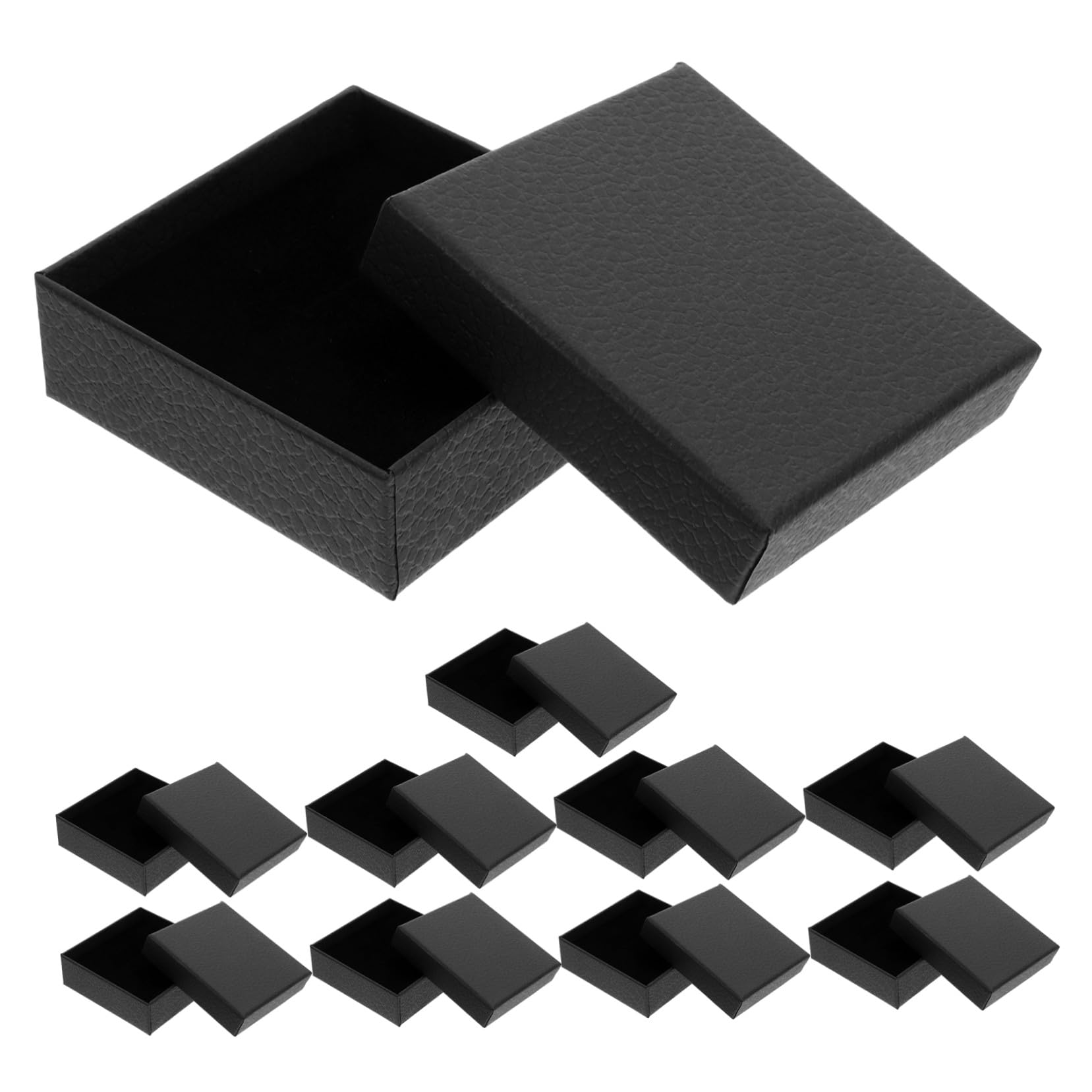 Schmuckkästchen Papier Litschi Maserung Schwarz 10 Stück Reise Schmuckbox Mit Schaumstoffpolster Für Ringe Halsketten Ohrringe Armbänder Aufbewahrung Geschenk