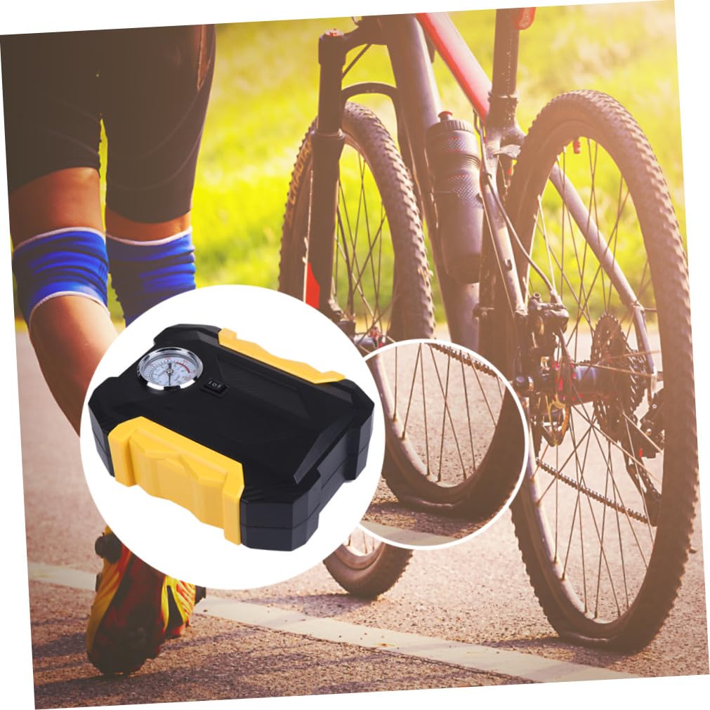 Bomba de Aire Eléctrica Portátil para Bicicleta y Vehículo Todoterreno con Pantalla Digital Inteligente y Batería de 2000mah en Plástico y Metal Amarillo