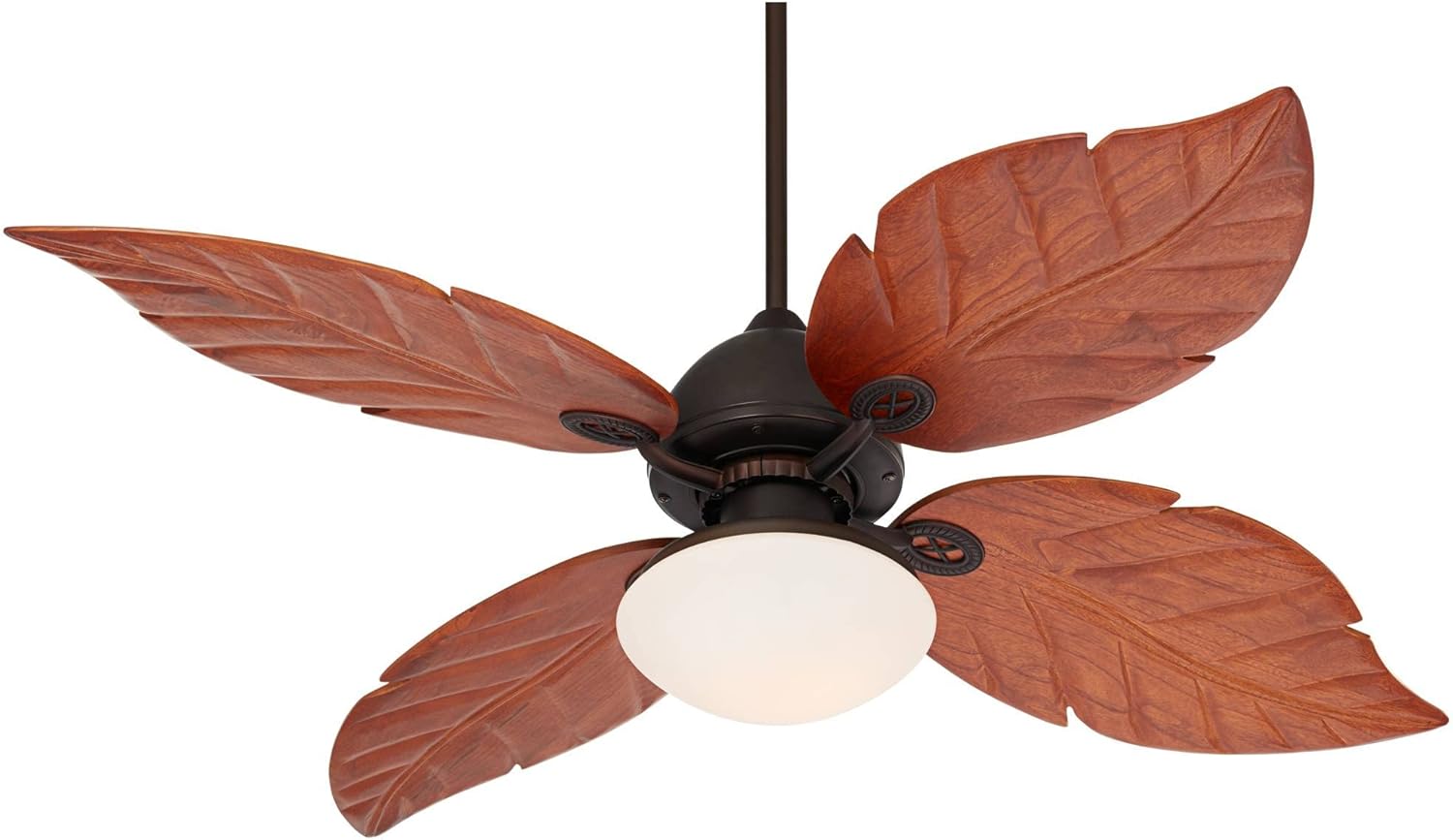 Casa Vieja 60" Casa Oak Creek Tropical Outdoor Ceiling Fan with LED Light Oil Rubbed Bronze Walnut Solid Wood Blades White Glass Bowl Damp Rated for Cottage Core Patio Exterior House Porch Barn