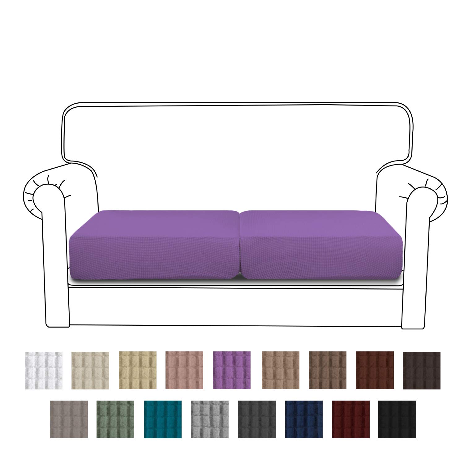 Easy-Going Stretch Cushion Cover Loveseat Cushion Furniture Protector Sofa Seat Sofa slipcover Sofa Cover Soft Flexibility with Elastic Bottom(2-Piece Chair Cushion,Purple)