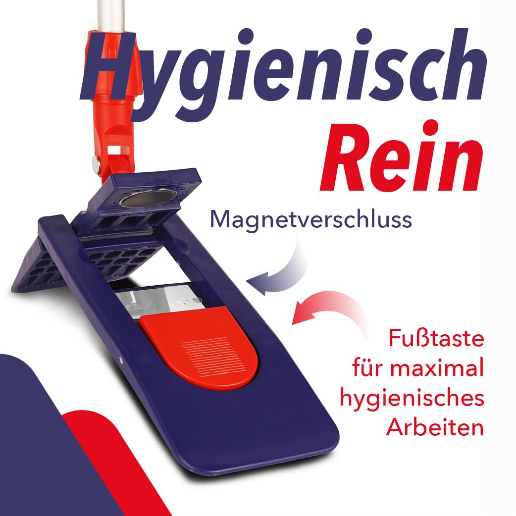 G.I.V. Bodenwischer Set 50cm Klapphalter mit Trittmechanik & Magnetverschluss + Teleskopstiel ausziehbar 88-150cm inkl. 5X Mikrofaser Wischmopp - Wischer Bodenreinigung - Gebäudereinigung
