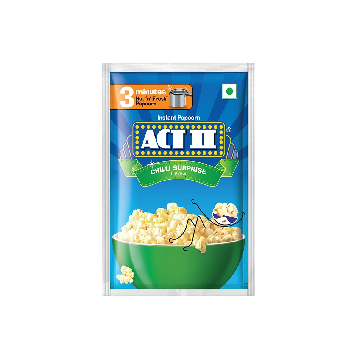 Act II Instant Popcorn - Chilli Surprise, 30g + 5g Extra, 32g+5.5g extra= 37.5g (Weight May Vary)