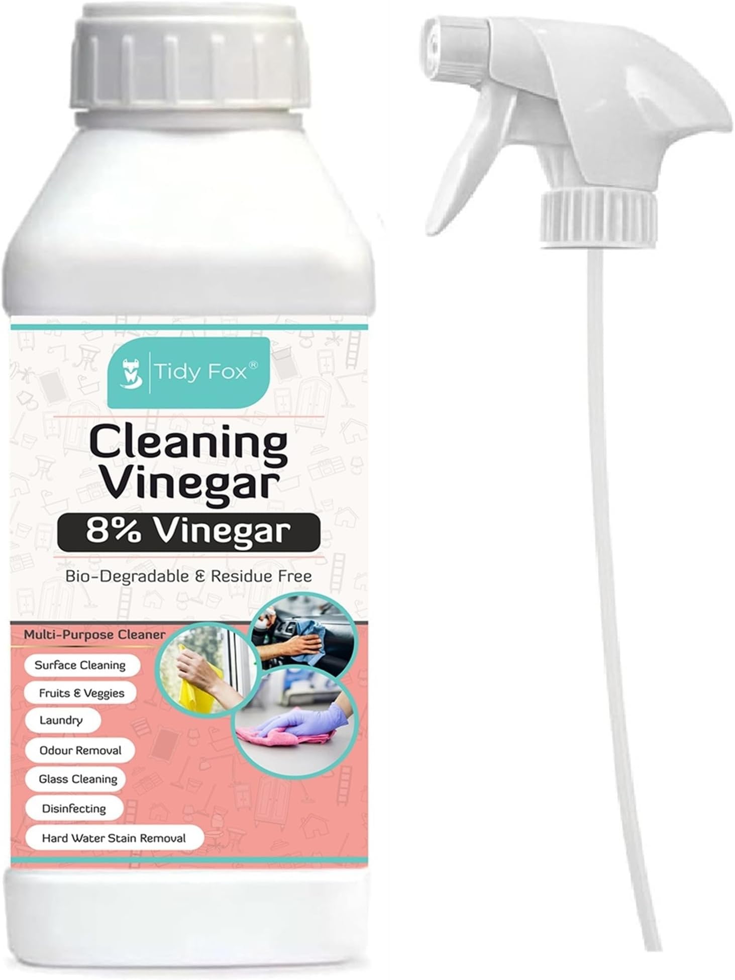 Vinegar for Cleaning, 8% Concentrated, With Spray, 1 Ltr
