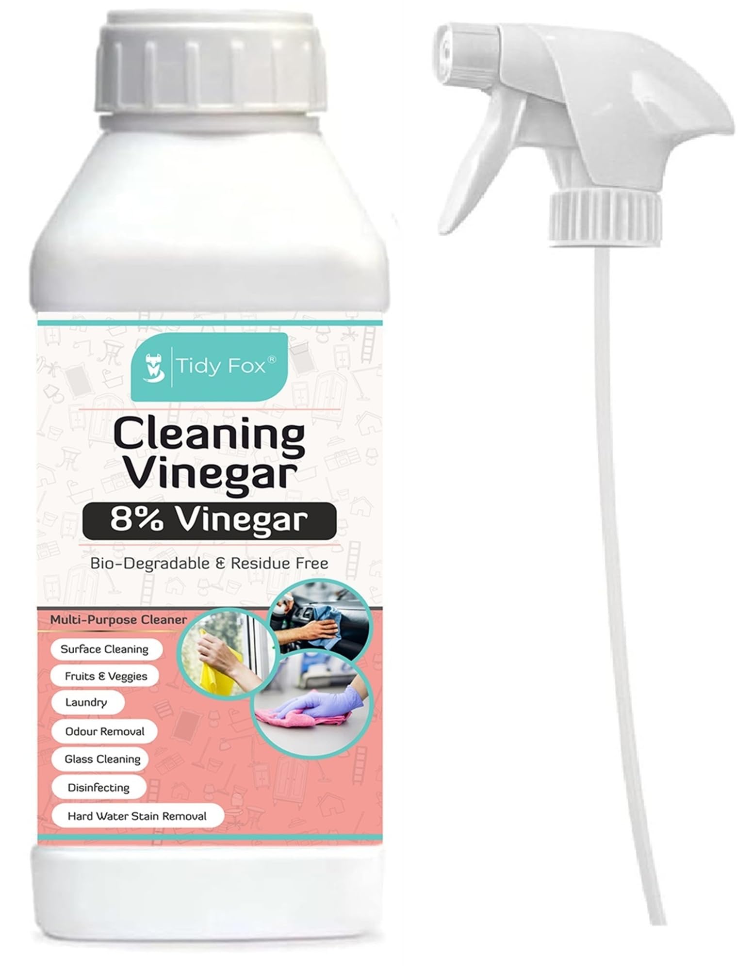 Vinegar for Cleaning, 8% Concentrated, With Spray, 1 Ltr