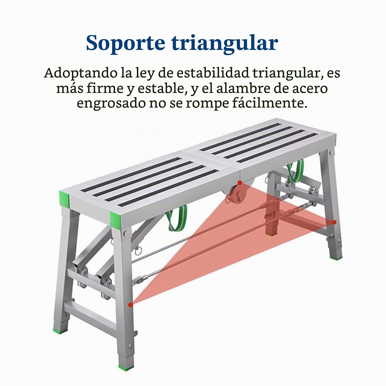 Plataforma Trabajo Plegable Portátil y Ajustable, Escalera Mano y Andamio de Acero, Carga Máxima 800 Libras, 200 * 40