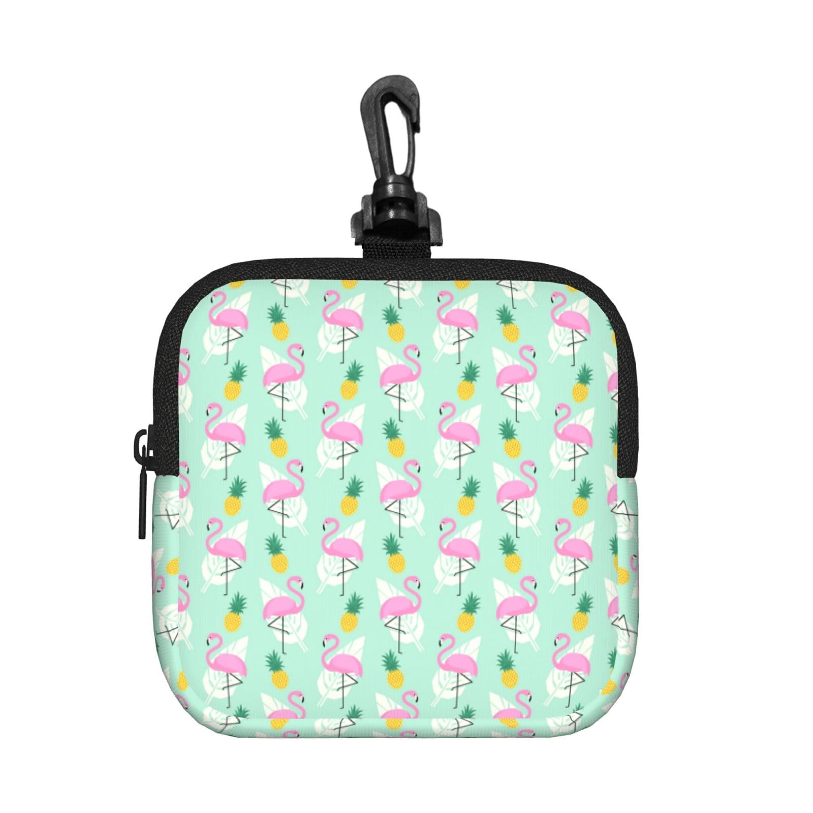 Red Flamingo Pineapples Print Square Storage Bag Travel Toiletry Cosmetic Organizer Pouch Lightweight Reusable