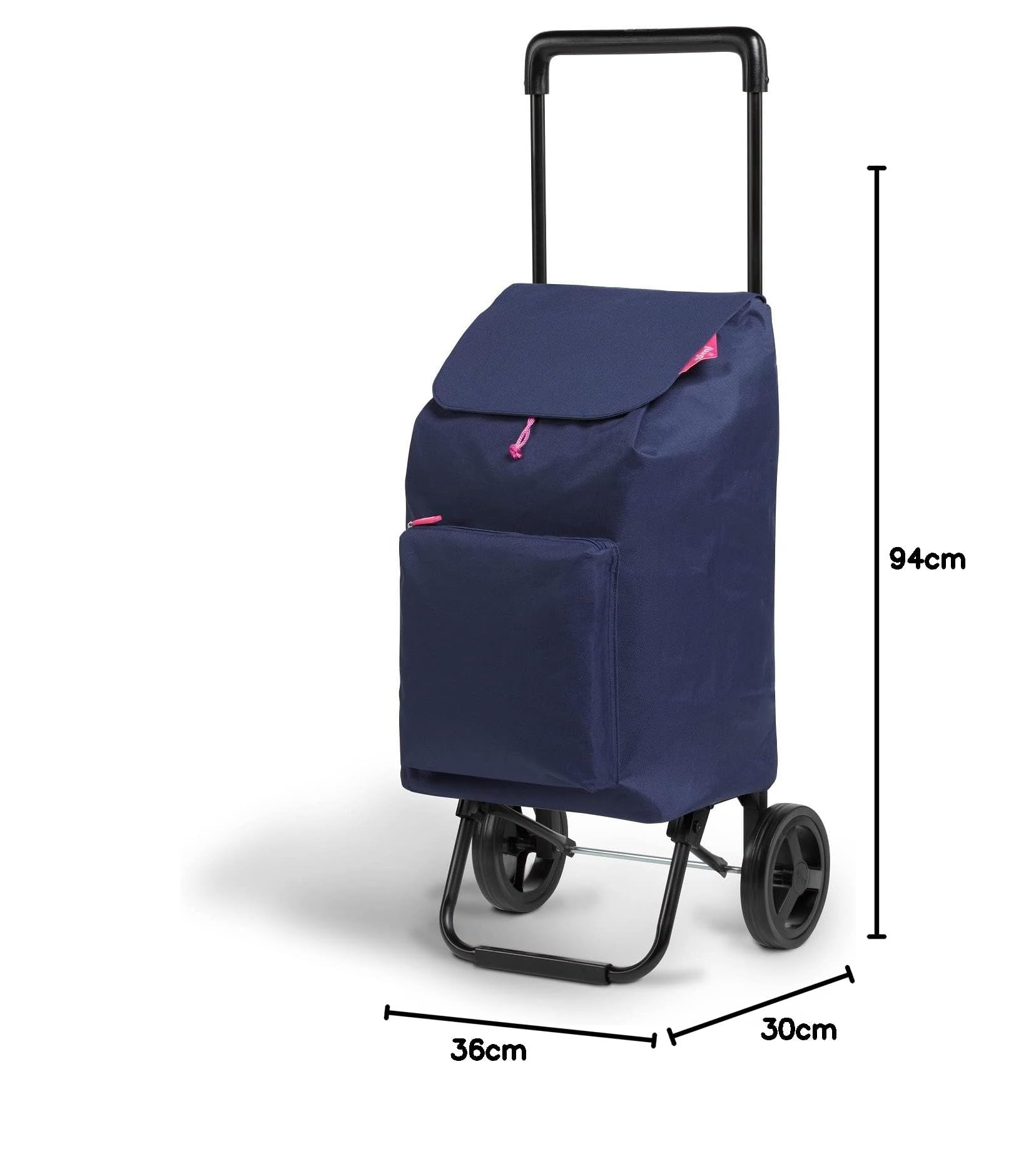Gimi Argo Urban Carro de la Compra Ligero, Capacidad de Carga 42 Litros, Bolsillo Frontal con Cremallera, con Ruedas Resistentes a la Lluvia, para la Compra de Alimentos, 36 x 30 x 94 cm, Azul