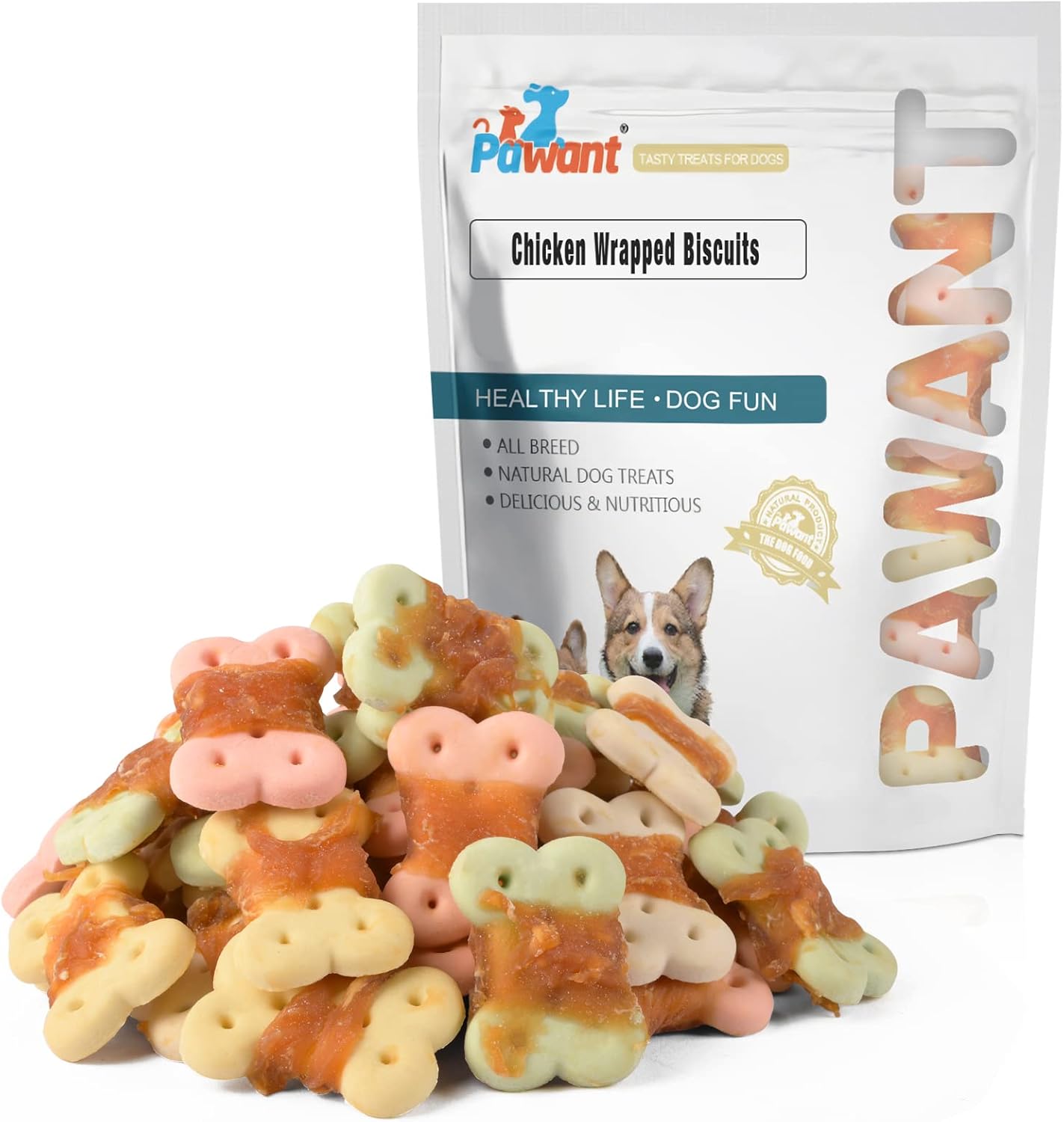 Dog Treats Biscuits Wrapped in Chicken Chews for Small Dog no Rawhide1 lb/454g (Pack of 2)