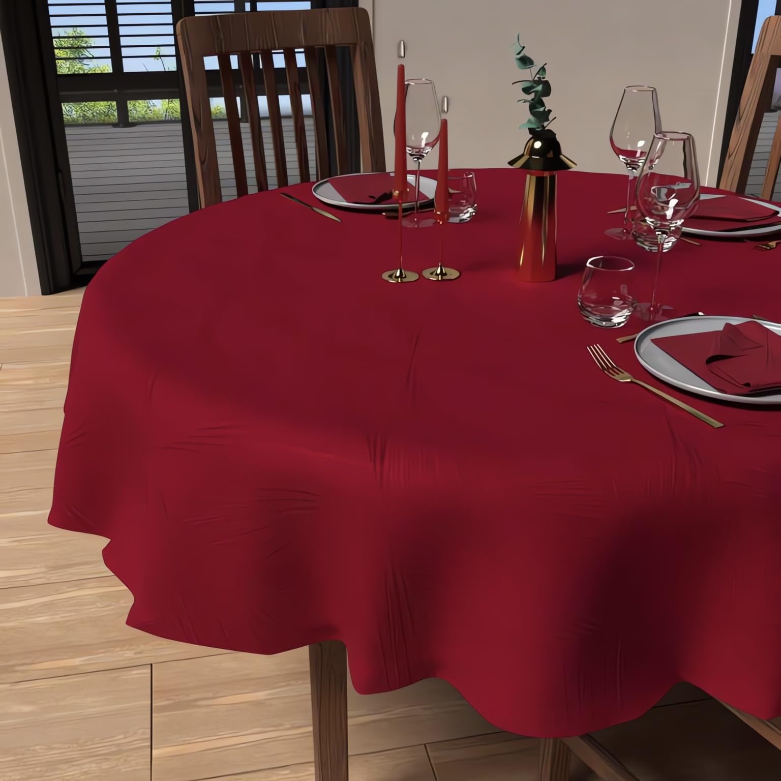 Soleil d'ocre, Round Stain Resistant Tablecloth 180 cm Diameter Red