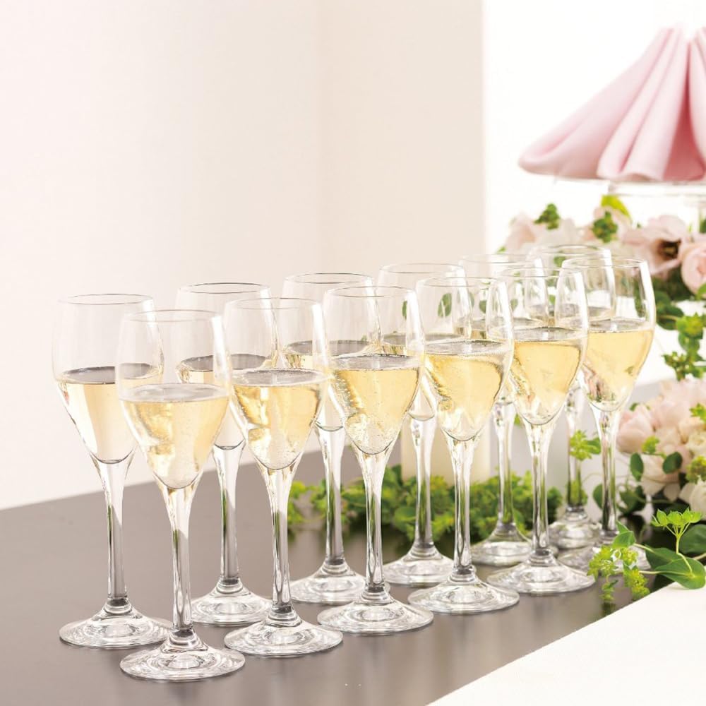 Toyo Sasaki Glass SQ-04254HS Champagne Glass, Vintage, 4.9 fl oz (140 ml), Made in Japan, Dishwasher Safe, Shatter-Resistant, Set of 6